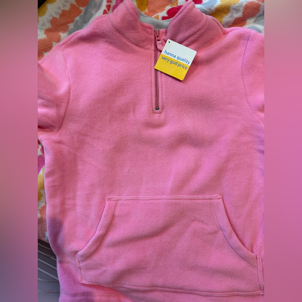 Hanna Andersson Pink Kids Pullover Quarter Zip Top